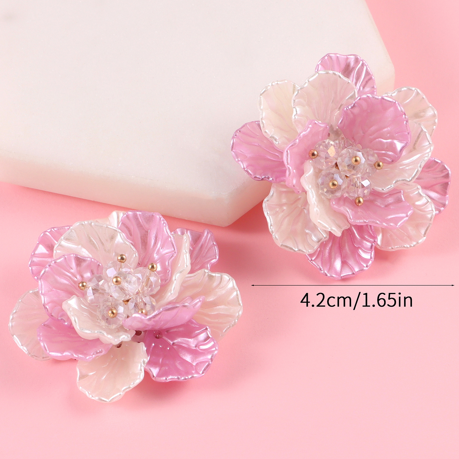 1pc Plastic ABS Pearl Flower Two Tone Accessory